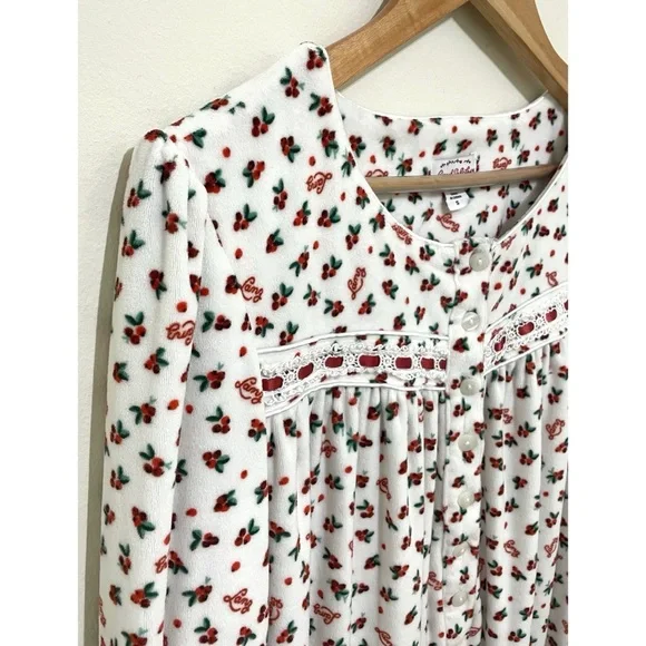 Lanz of Salzburg Long Sleeve Cherry Nightgown, Size Small - Picture 3 of 6